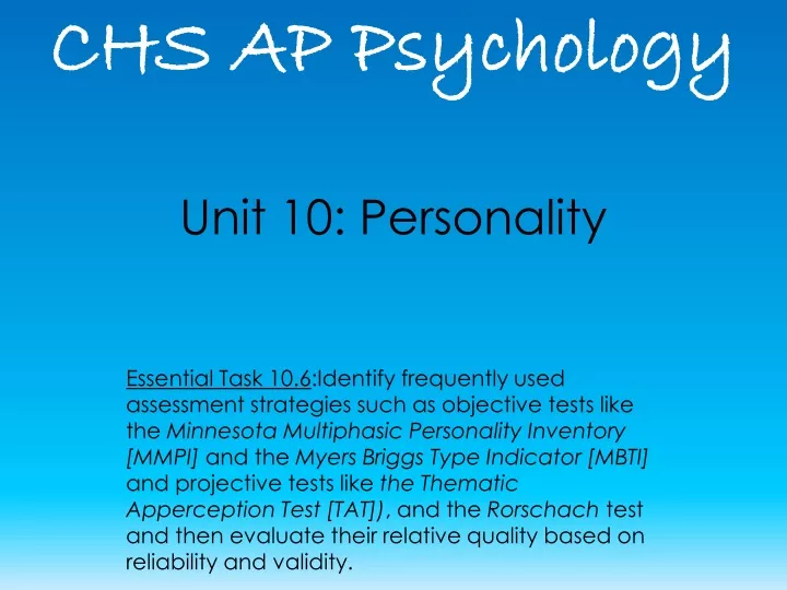 unit 10 personality