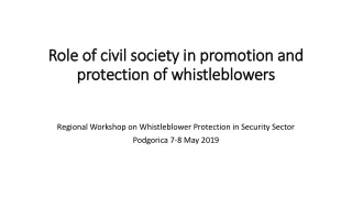 Role of civil society in promotion and protection of whistleblowers