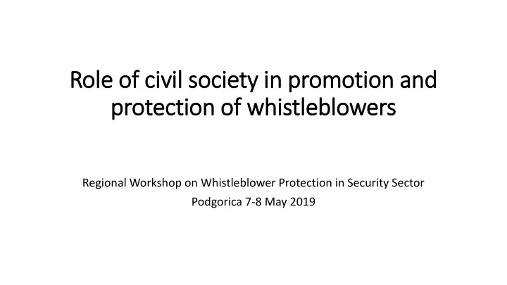 role of civil society in promotion and protection of whistleblowers