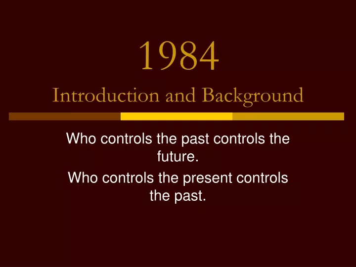 1984 introduction and background