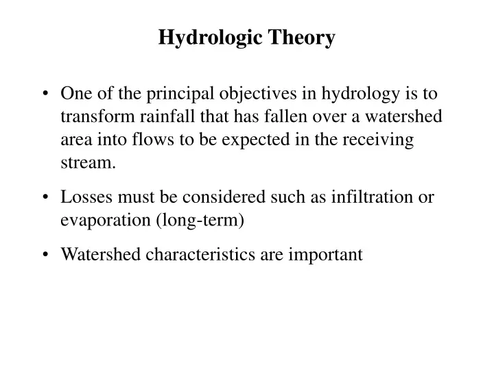 hydrologic theory