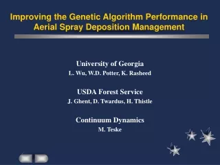Improving the Genetic Algorithm Performance in   Aerial Spray Deposition Management