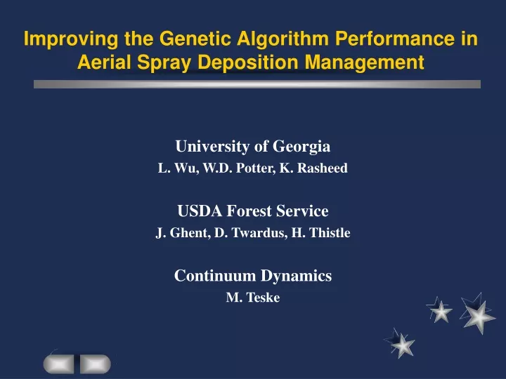 improving the genetic algorithm performance in aerial spray deposition management