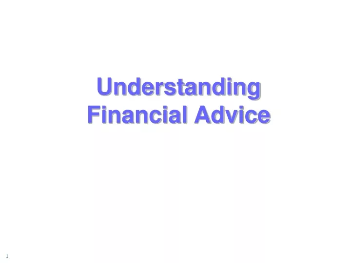 understanding financial advice