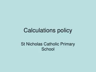 Calculations policy