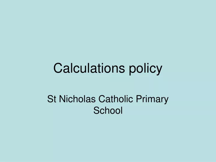 calculations policy