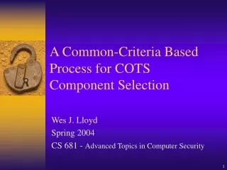A Common-Criteria Based Process for COTS Component Selection