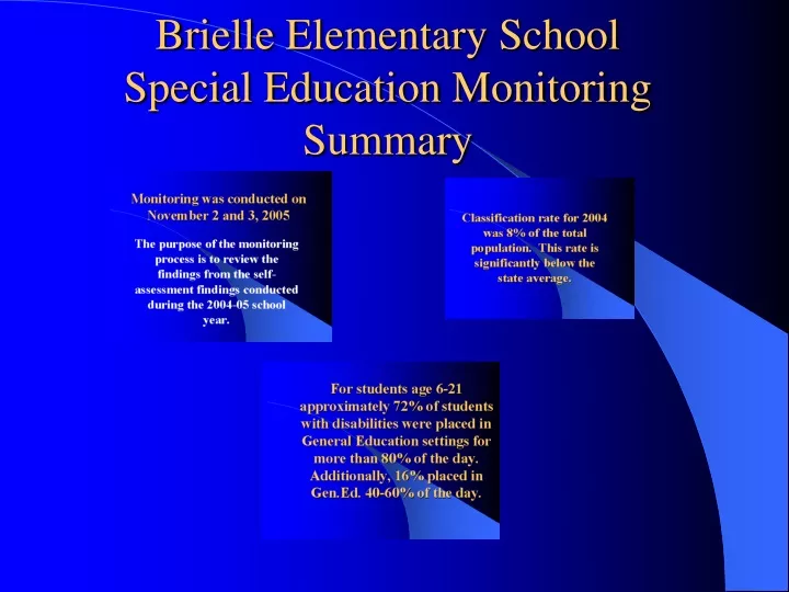 brielle elementary school special education monitoring summary