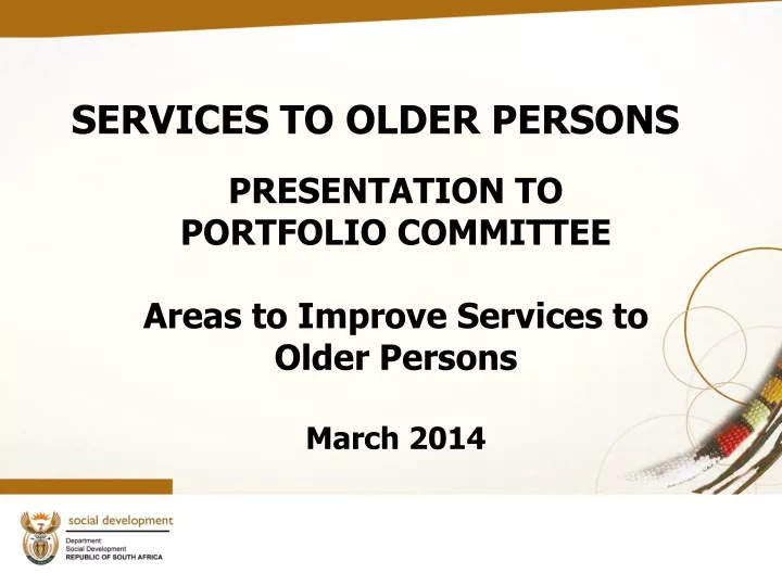 services to older persons