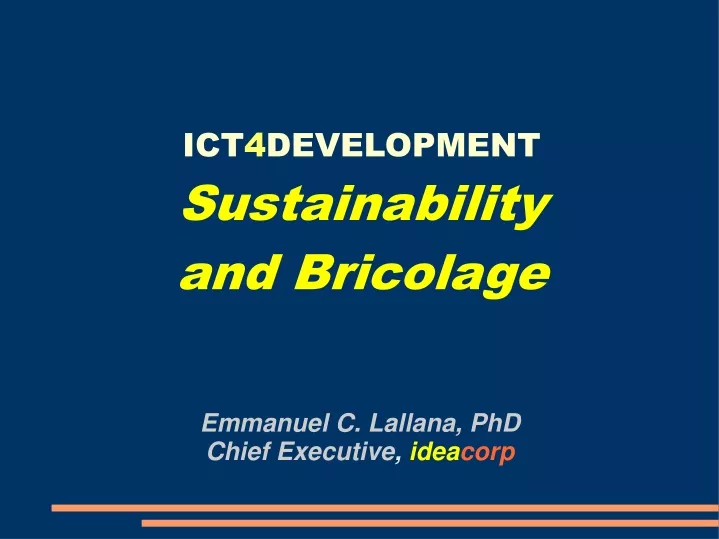 ict 4 development sustainability and bricolage