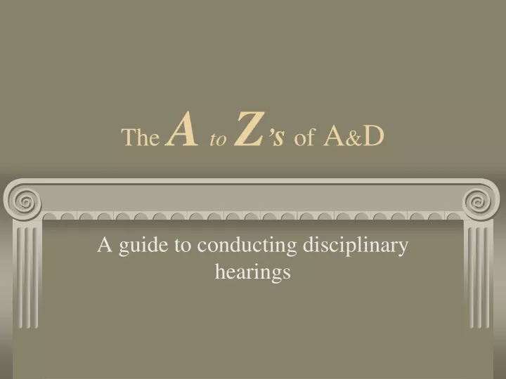 the a to z s of a d