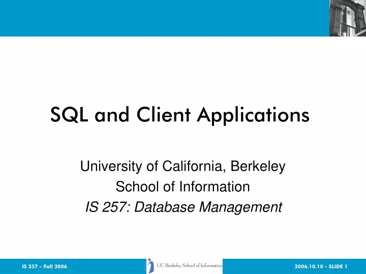 sql and client applications