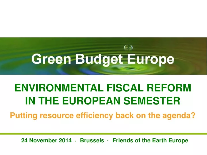 green budget europe environmental fiscal reform