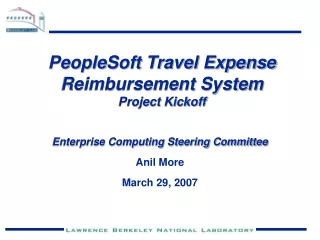 PeopleSoft Travel Expense Reimbursement System Project Kickoff
