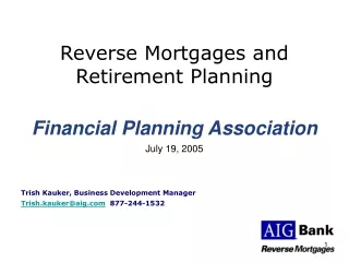Reverse Mortgages and Retirement Planning