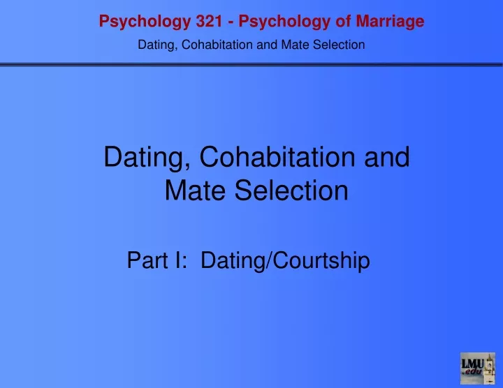 dating cohabitation and mate selection