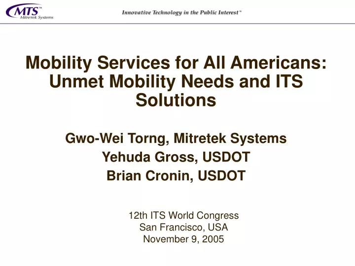 mobility services for all americans unmet