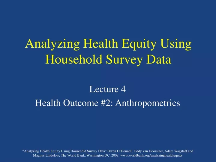 analyzing health equity using household survey data