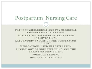 Postpartum  Nursing Care