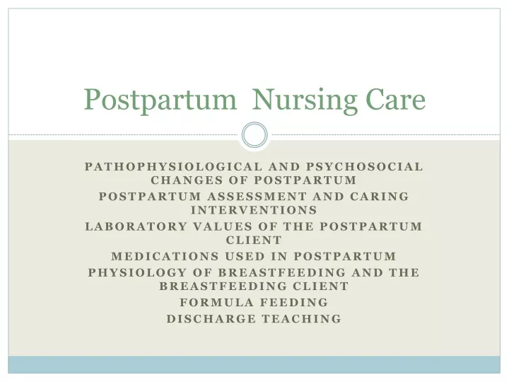 postpartum nursing care