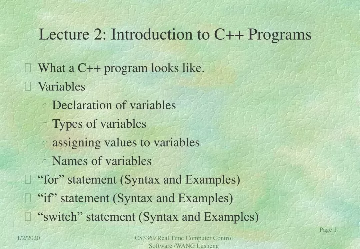 lecture 2 introduction to c programs