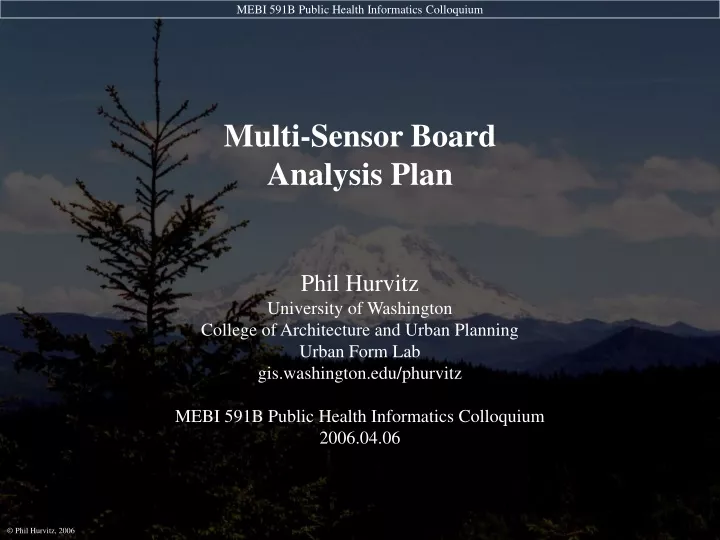 multi sensor board analysis plan