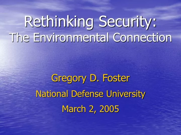 rethinking security the environmental connection