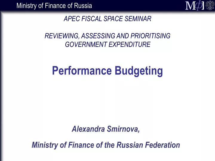 alexandra smirnova ministry of finance of the russian federation