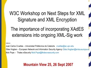 W3C Workshop on Next Steps for XML Signature and XML Encryption