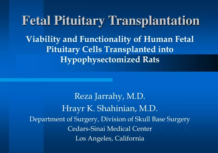 fetal pituitary transplantation