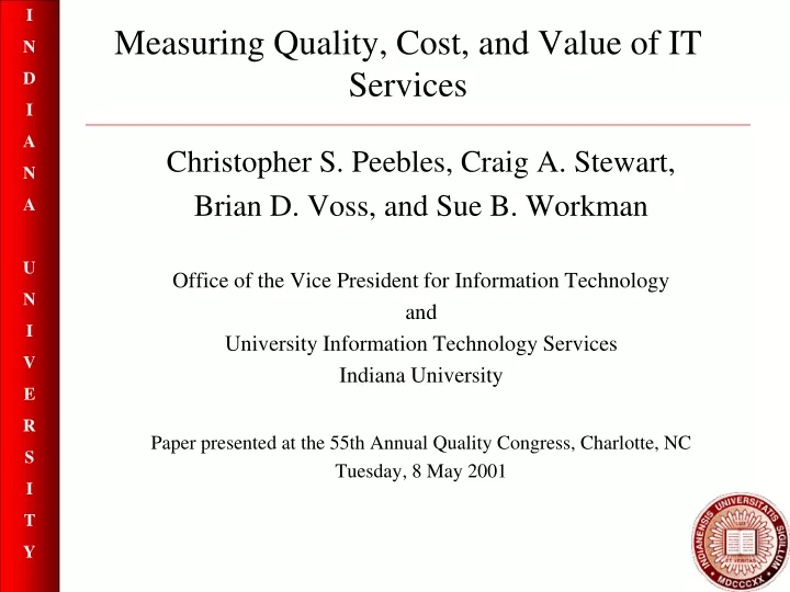 measuring quality cost and value of it services