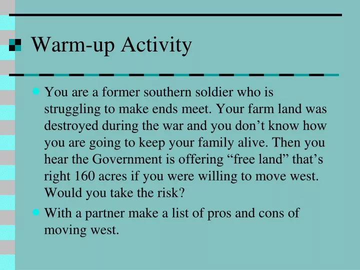 warm up activity