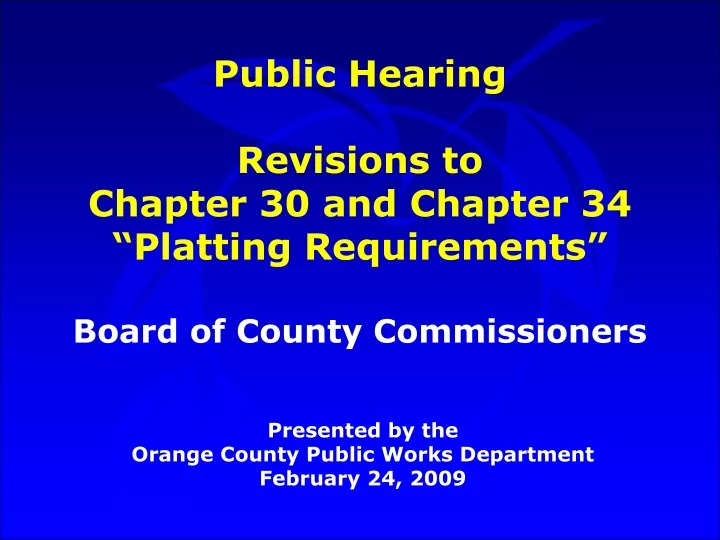 public hearing revisions to chapter