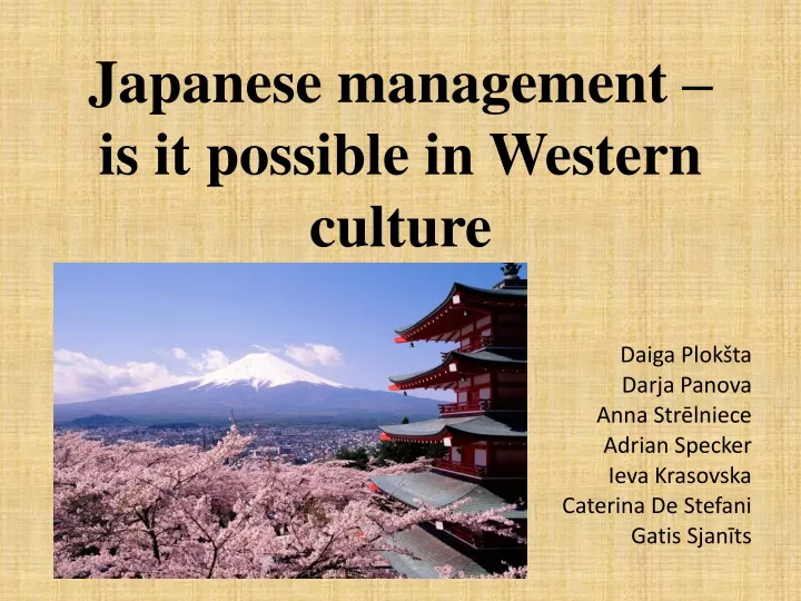 japanese management is it possible in western