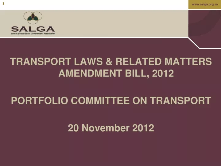transport laws related matters amendment bill