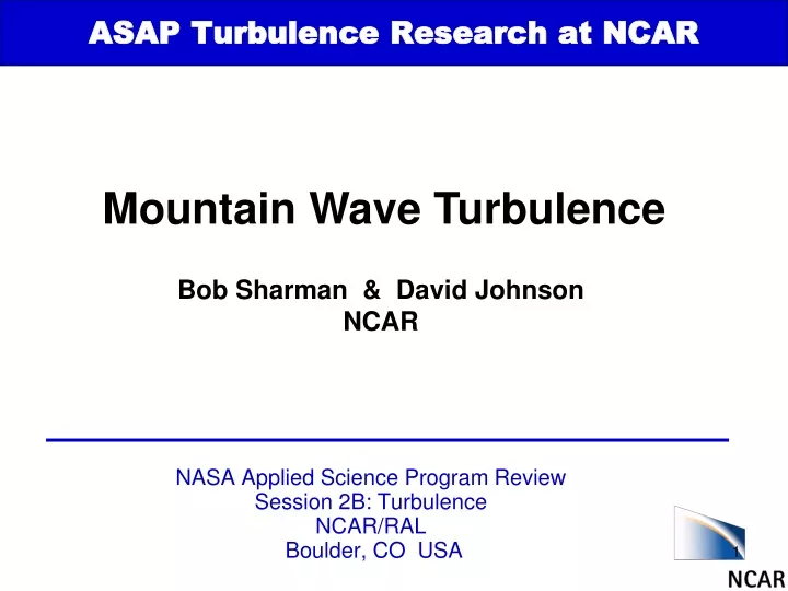 nasa applied science program review session 2b turbulence ncar ral boulder co usa