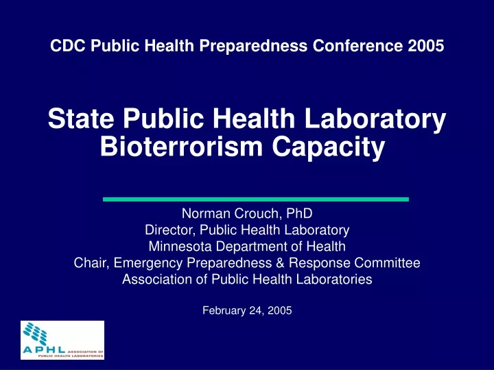 state public health laboratory bioterrorism capacity