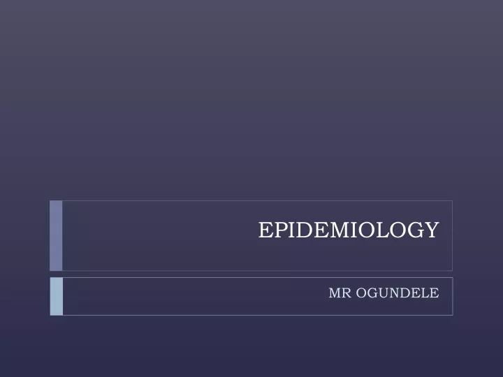 epidemiology