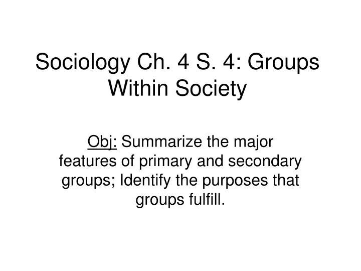 sociology ch 4 s 4 groups within society
