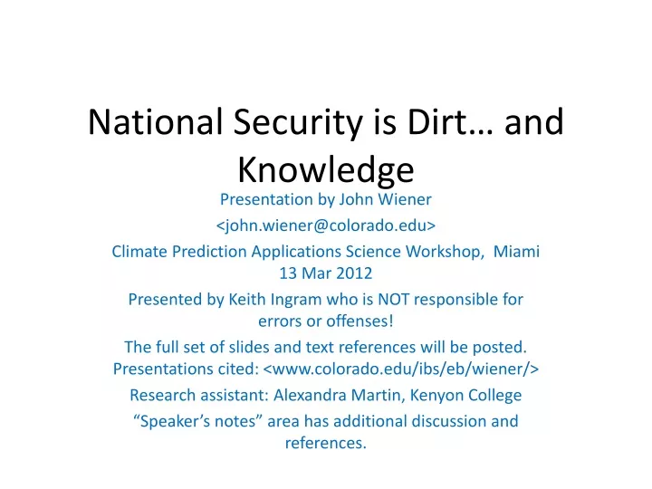 national security is dirt and knowledge
