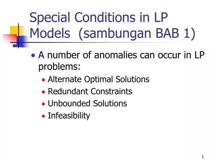 special conditions in lp models sambungan bab 1