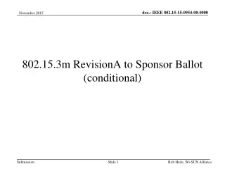 802.15.3m RevisionA to Sponsor Ballot (conditional)