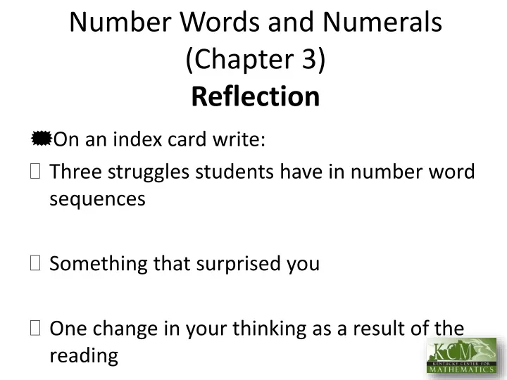 number words and numerals chapter 3 reflection