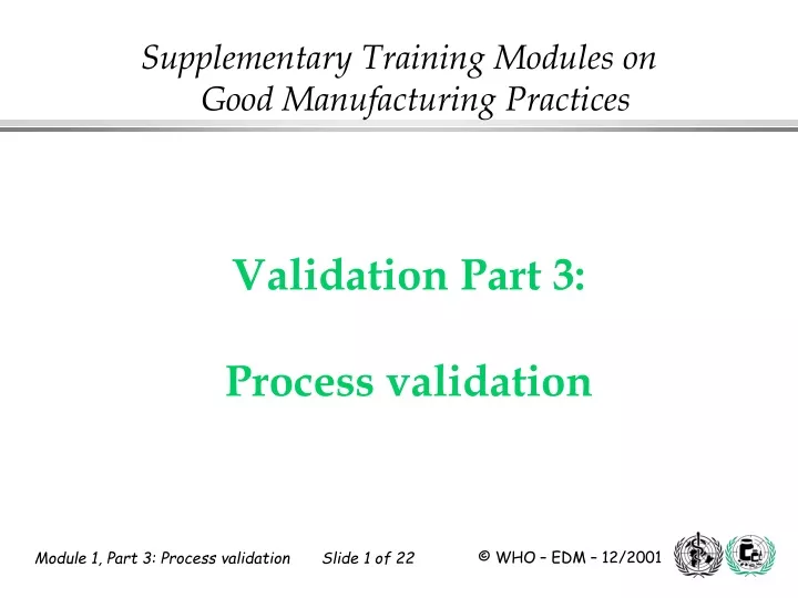 supplementary training modules on good