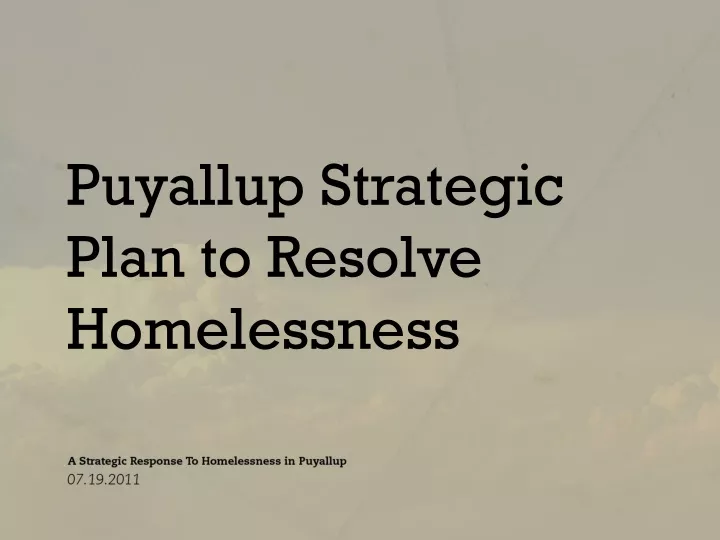 puyallup strategic plan to resolve homelessness