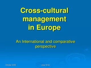 Cross-cultural management  in Europe