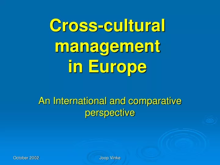 cross cultural management in europe