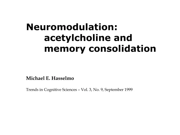 neuromodulation acetylcholine and memory