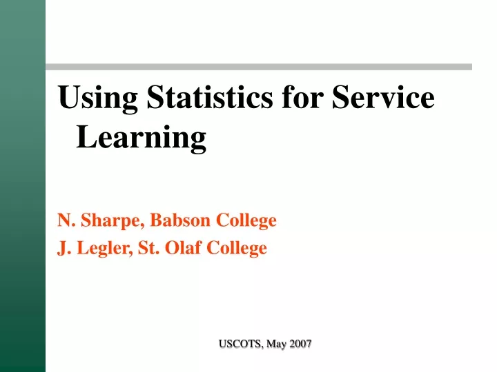 using statistics for service learning n sharpe