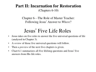 Jesus ’  Five Life Roles